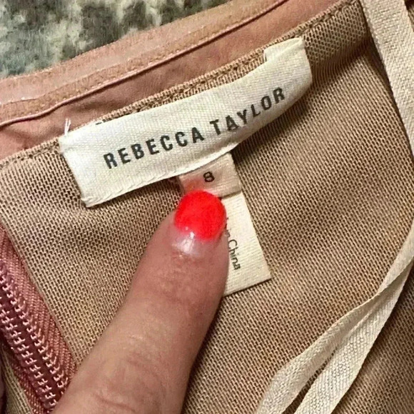 Rebecca Taylor Top Womens Sz 8 Cropped Strapless Ruffle Cotton Sateen Blush Pink - Picture 8 of 8